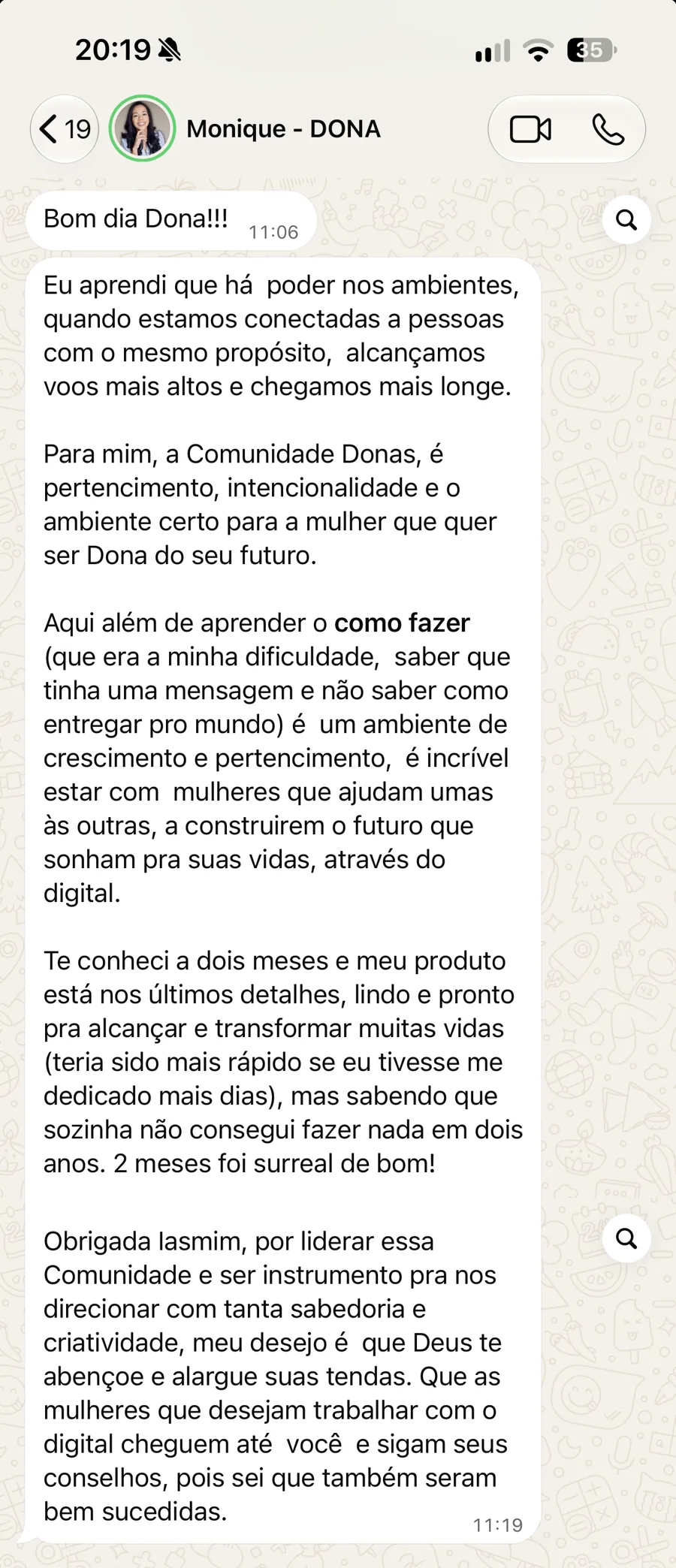 Depoimento da Monique