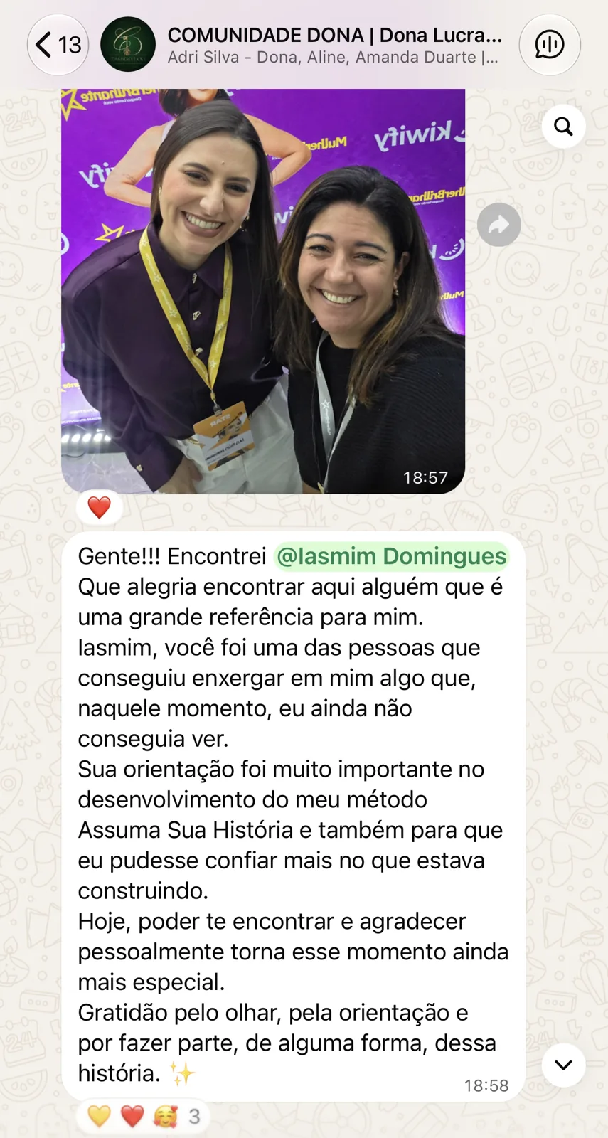 Encontro presencial com a Iasmim